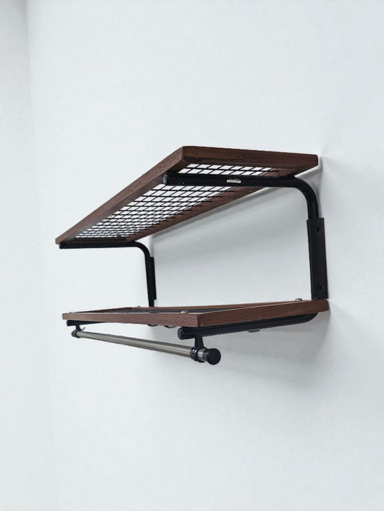 Image 1 of Rare porte-manteau mural en teck et métal, style Mid-Century, fabriqué en Suède