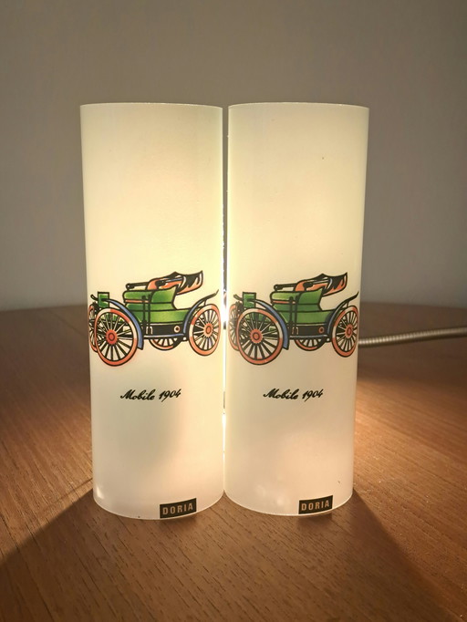 🟡 Rare DORIA Wall Lamp Pair – Vintage Glass Lights “Mobile 1904” – 1960s/70s