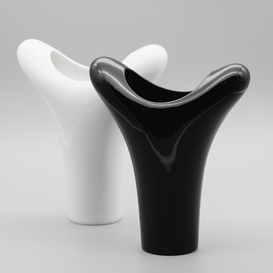 Image 1 of Duo de vases SPIRIT en porcelaine blanche et noire, Rosenthal Studio Linie, par Platt & Young