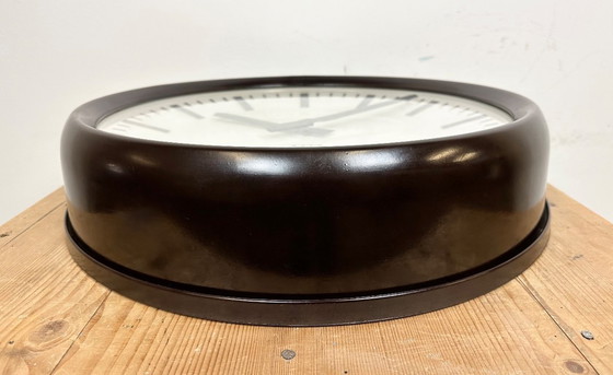 Image 1 of Large Industrial Bakelite Factory Wall Clock from Pragotron, 1960s