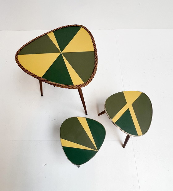 Image 1 of Set of 3 restored plant tables from France, 1960's