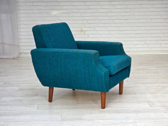 Image 1 of 1970, Deense fauteuil, originele meubelwol, teakhout.