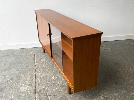 Image 1 of Libreria in teak di metà secolo di Avalon, anni '60, con ante scorrevoli