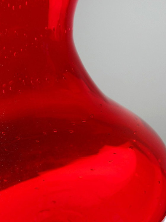 Vintage Blown Glass Vase with "Controlled" Bubbles, Red & Yellow, 1960s-1970s (photo 9 of 10)