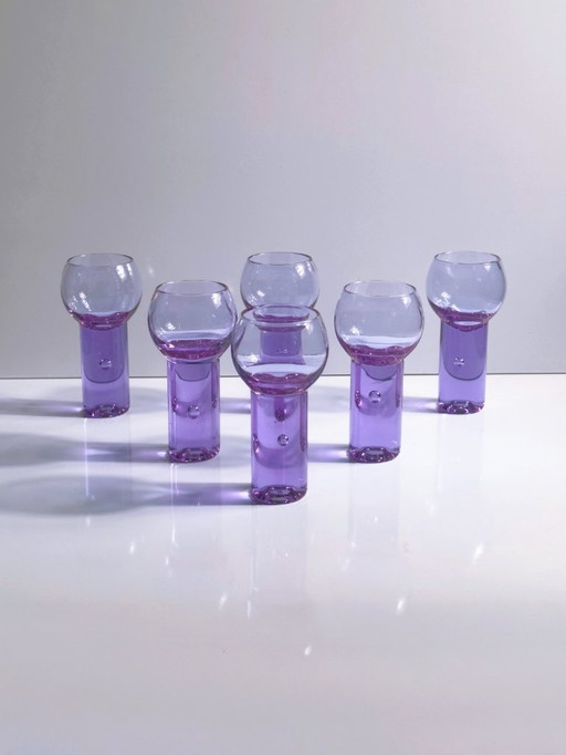 6 Vintage Aperitif Gläser Sergio Asti Chamäleon Aperitivo Alexandrit Brutalist Space Age Drink Gläser Bubble Neodymium Italien 7