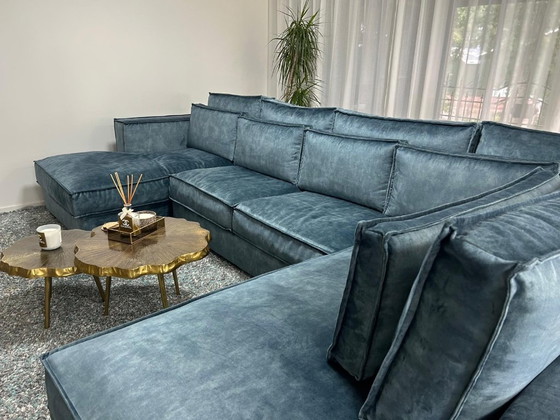 Luxe grote U-hoekbank. Petrol blue – Eric Kuster, Hoekbanken, Textile (photo 4 of 5)
