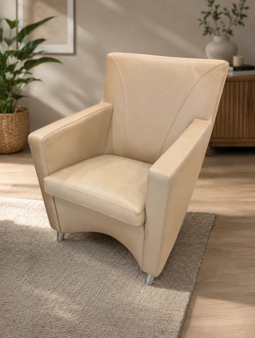Poltrona in pelle Leolux Dolcinea color crema