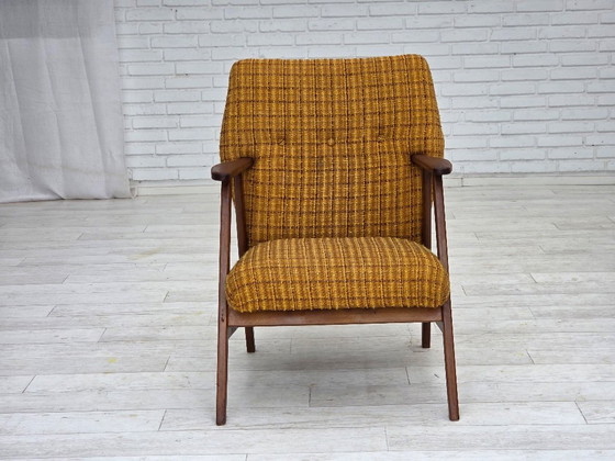Image 1 of Fauteuil danois des années 1960, revêtement en laine, bois de teck, bois de chêne.