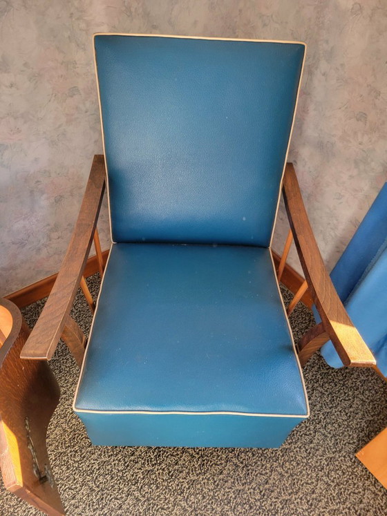Vintage Cocktail Chair in Petrol Blue Faux Leather – 1950s – Couches, Skai (photo 4 of 5)