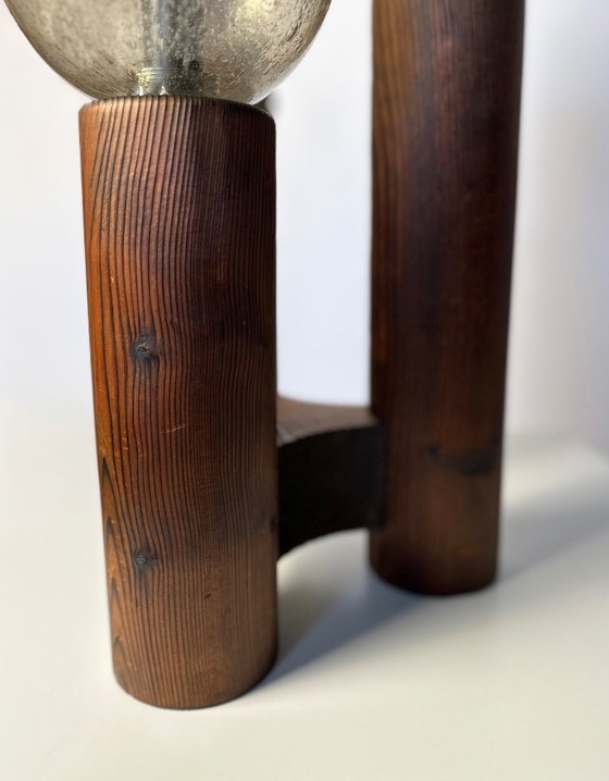 Image 1 of Vintage 'Model 19' Temde Leuchten tafellamp in hout en handgeblazen glas