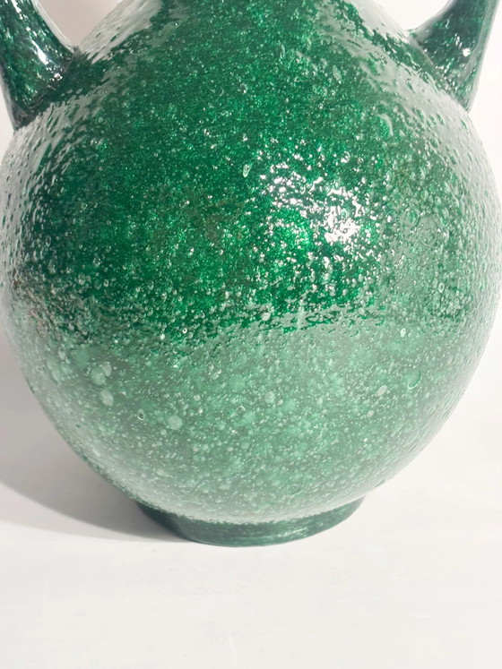 Green Murano Glass Vase with Pulegoso Technique, 1970s (photo 2 of 12)