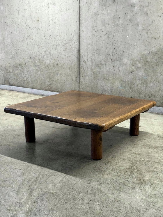 Image 1 of XL Brutalistischer Wabi-Sabi Couchtisch aus massiver Eiche