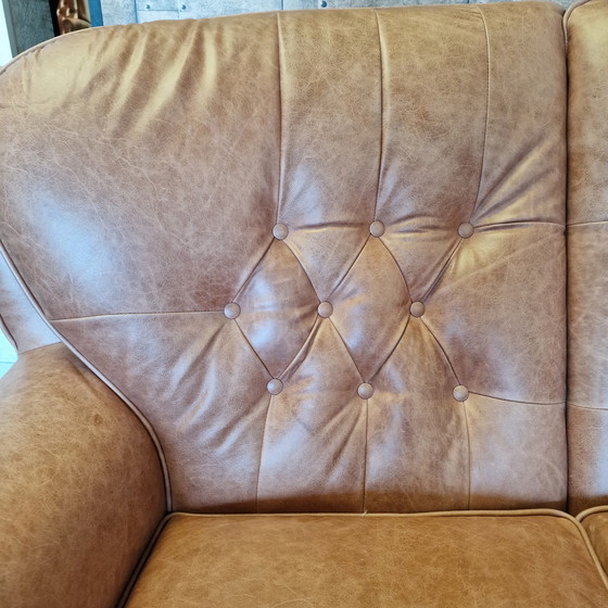 Image 1 of Ensemble canapé Chesterfield Haeck 2 places + 3 places - Cuir de boeuf vintage C1058
