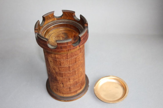Image 1 of Portasigarette in legno fatto a mano con posacenere