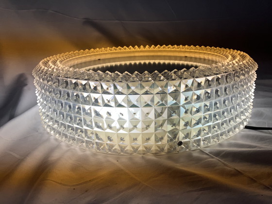 Image 1 of Vintage 70s illuminated mirror with prism plastic edge