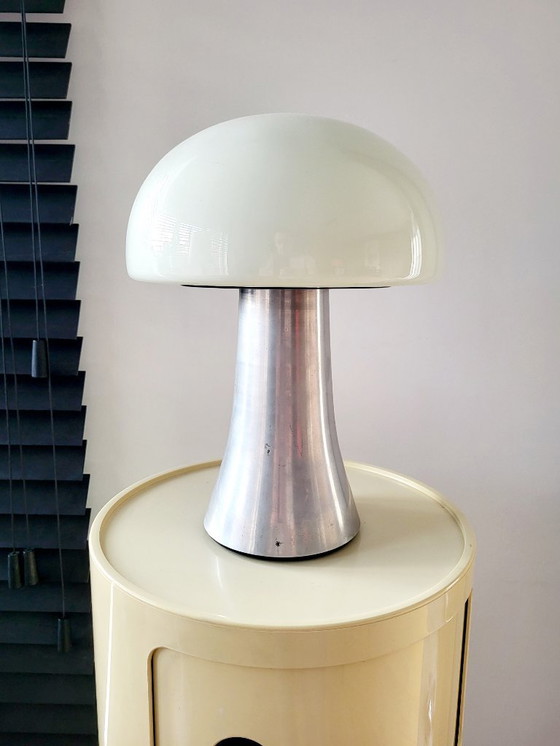 Image 1 of Mushroom lamp XL, heavy stainless steel table lamp, 1980s