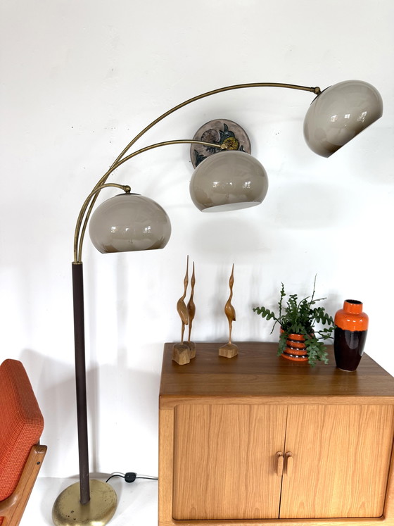 Vintage Triple Messing Mushroom Booglamp, Dijkstra ‘70 – Dijkstra Lampen, Vloerlampen, Brass, Metal (photo 4 of 15)