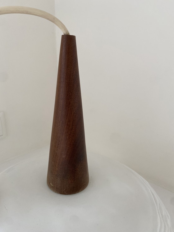 Vintage Louis Kalff "Edam" Hanglamp By Philips - Jaren '60 – Hanglampen, Glass, Wood (photo 3 of 9)