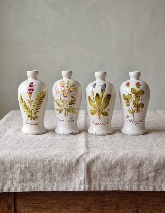 4 Handgemaakte Toscaanse Kruiken Italië, Floraal Beschilderd Met Kruiden, 1956-1965 (photo 5 of 6)