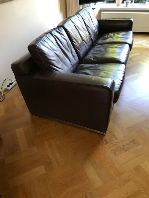 Leather 3-seater Sofa, Dark Brown