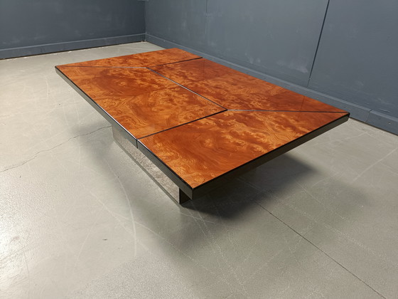 Image 1 of Vintage burl wood hidden bar coffee table, 1970s
