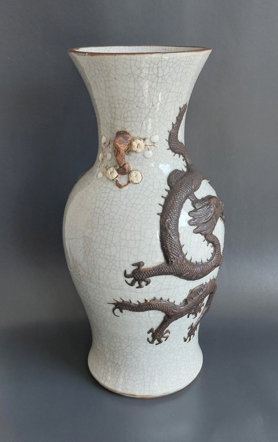 Image 1 of Große Vase aus Craquelé-Ware aus Nanking, 19.