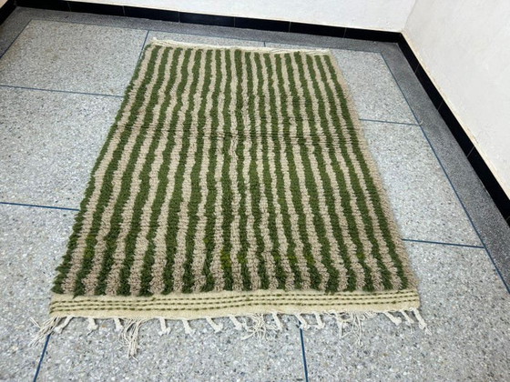 Tapis En Laine Pure Fait Main Artisanale Vert Taille 150/250 Cm – Aime Té, Wool (photo 5 of 8)