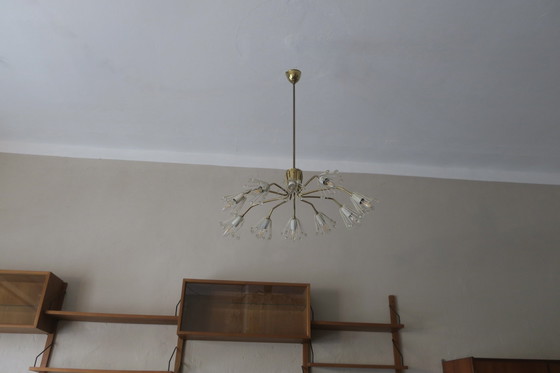 Image 1 of Elliptical Brass and Glass Chandelier by Emil Stejnar for Rupert Nikoll, 1950s