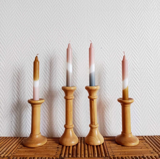 4X Scandinavian Walnut Coil Candleholders