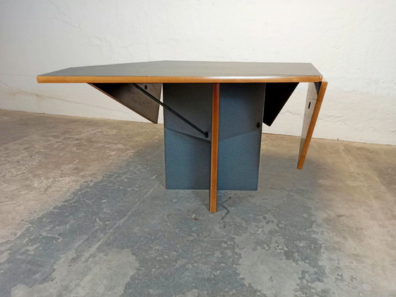 Table de salle à manger extensible postmoderne Hennie de Jong, Tables de salle à manger, Bois, Métal, Noir (photo 10 sur 15)