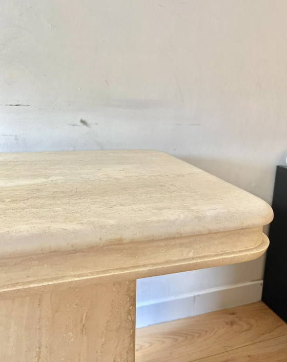 Image 1 of Table d'appoint luxueuse en travertin