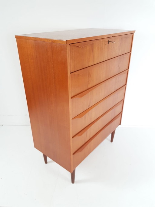 Vintage Danish teak wooden dresser | 6 drawers