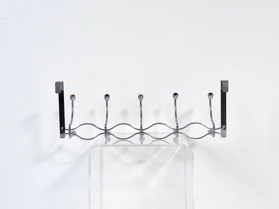Portemanteau vintage de porte avec boutons colorés, Portemanteaux, Métal, Verre, Argenté, Modern (photo 7 sur 8)