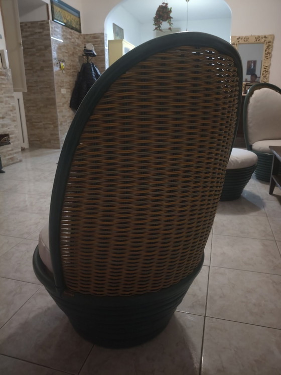 Poltrone vintage buono stato 4, robert rattan, Set da salotto, Bambù, Verde (foto 3 di 6)