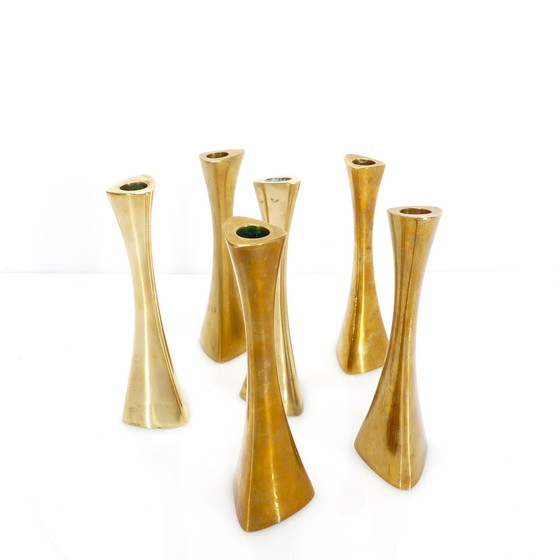 Image 1 of 6 Ytterberg Solid Brass Candleholders for BCA Eskilstuna, Sweden, Circa 1960