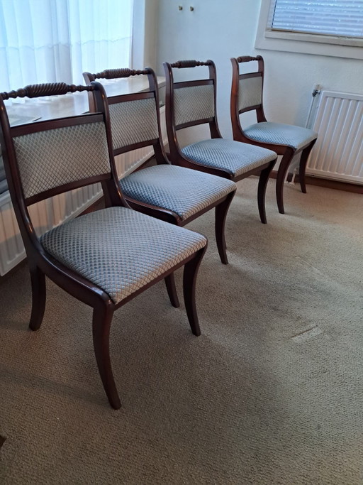 Juego de comedor clásico Heldense "Re-Furn" – Caoba con 4 sillas – Incluye recibo de compra original (1990) (photo 2 of 11)