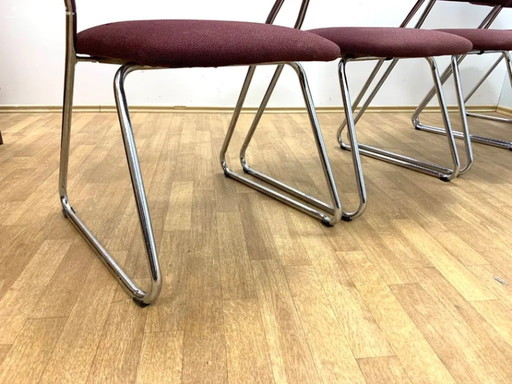 Set of 4 Chrome Armchairs, 1970s, Czechoslovakia