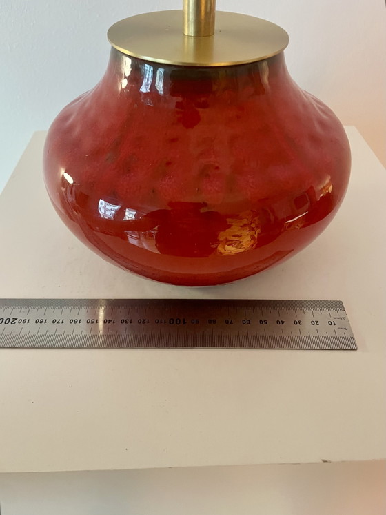 Draadloze vaaslamp - Bückeburg keramiek - bolvormige lamp | 36 cm – Jasba - West Germany, Tafellampen, Brass (photo 15 of 15)