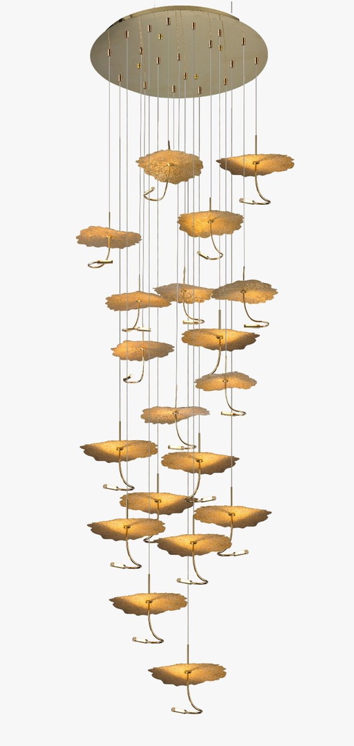 Lampe à suspension design or – LED – Ø60 x H280 cm – Modèle 8827P/13 – hanglampen, Iron, rvs