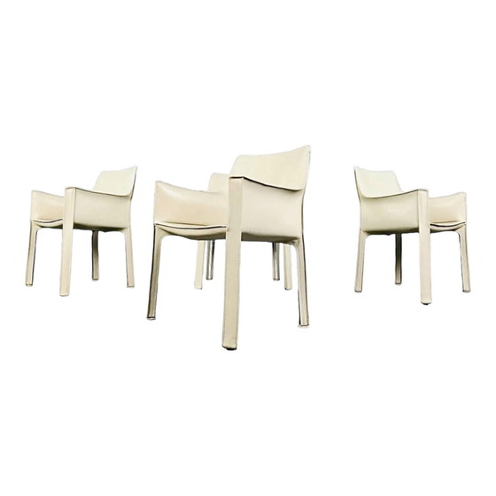 Image 1 of Lot de 4 chaises de salle à manger en cuir Cassina Cab 413 par Mario Bellini