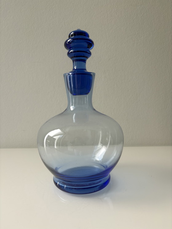 Blauwe karaf met stop, merk Blenko, model Jetson – Blenko Art Glasd, Glazen & Karaffen, Glass (photo 12 of 12)
