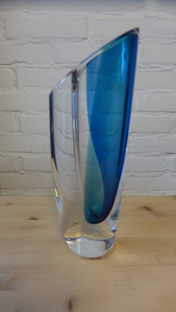 Kosta Boda vaas, blauw glas, Vazen, Transparant, Modern (foto 6 van 6)