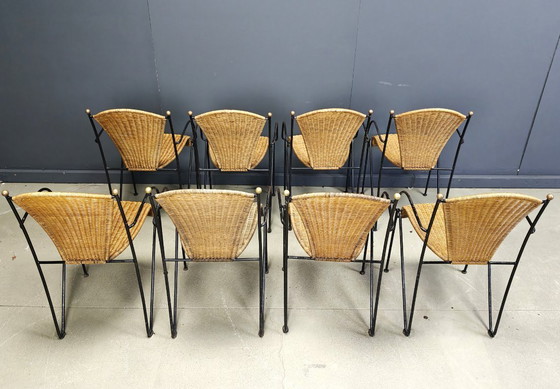 Image 1 of Korbstühle von Frederick Weinberg, 1960er Jahre, 8er-Set