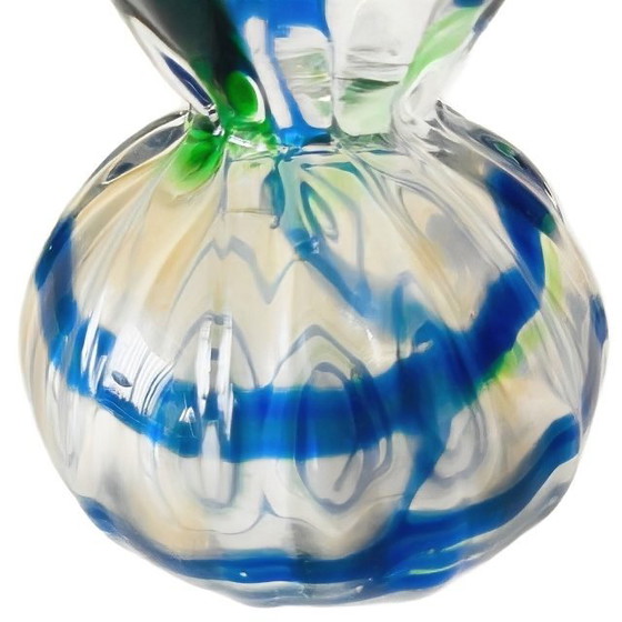 Image 1 of Vaso vintage di Murano di metà secolo, blu brillante e verde, anni '50