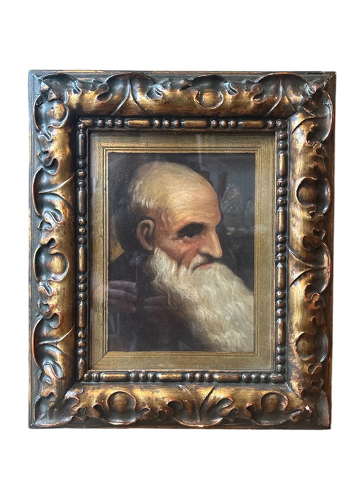 1940s Male Portrait Oil Painting on Board