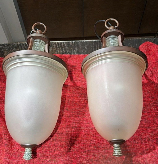 Two art deco chandeliers 1940s