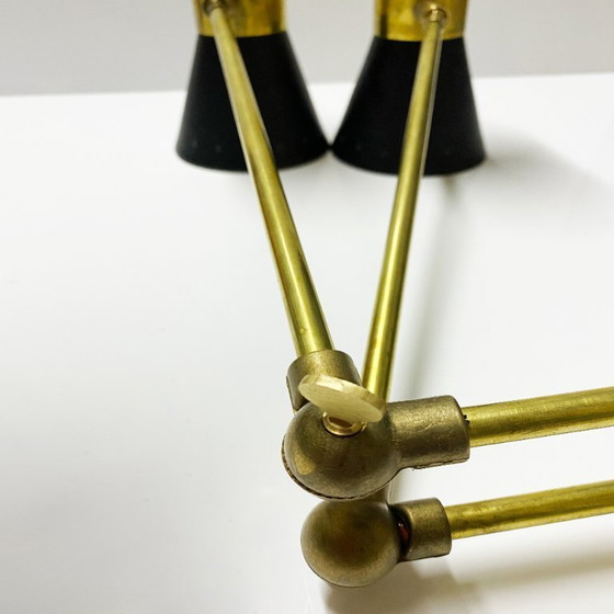 Image 1 of Italiaanse dubbele wandlamp, design uit de jaren 50