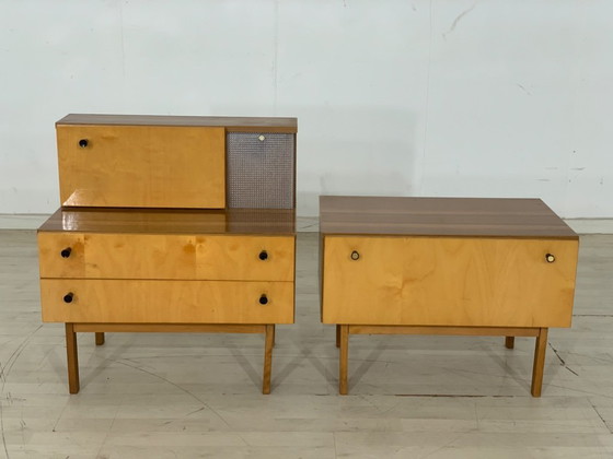 Image 1 of 2X Mid - Century bedside table bedside cabinets side tables vintage