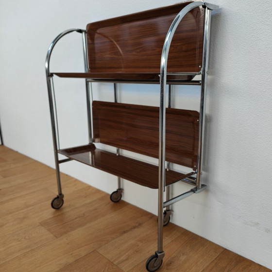 Image 1 of Vintage barcart drankkar trolley butlerwagen serveerwagen. Inklapbaar