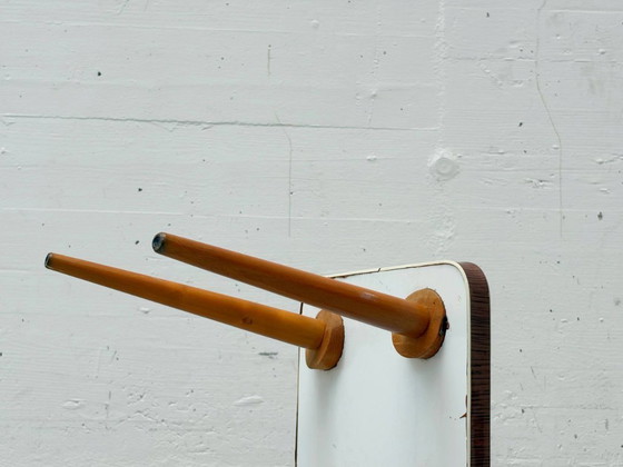 Image 1 of Postmodern plant stand / flower stool with wood veneer, 1970s–1980s